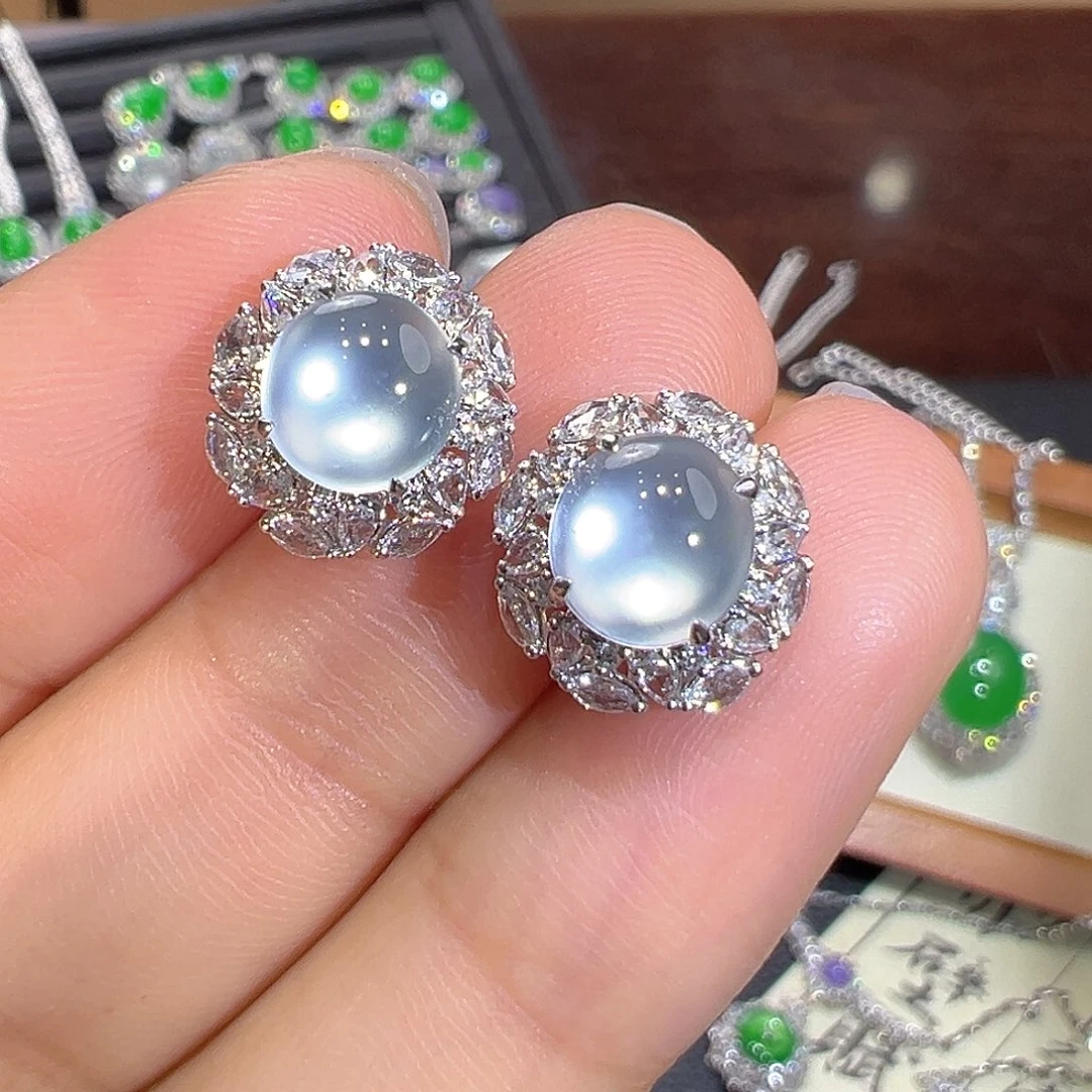 翡翠18K金镶嵌耳饰