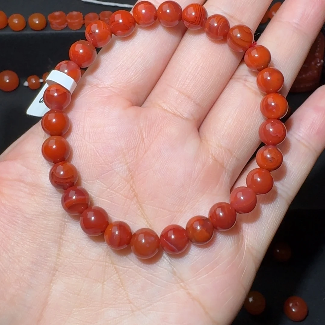 南红玛瑙未镶嵌牛血火焰纹单圈7.5