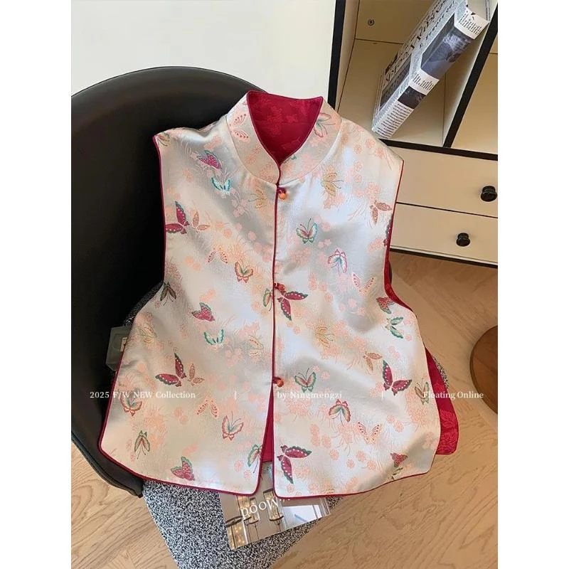 小个子民族风马夹外套2025新款新中式国风刺绣马甲坎肩上衣女早秋