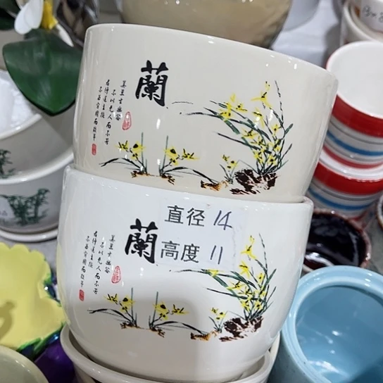 多肉绿植陶瓷花盆9.9包邮，有孔