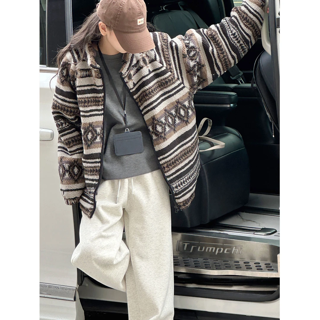 K30013孙小美拼色拉花女童外套2025新款秋冬装儿童夹棉毛毛衣