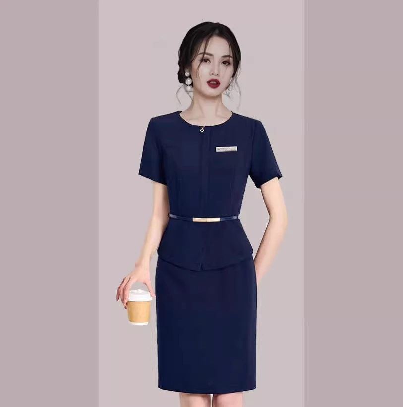 职业连衣裙女夏季2025新款气质时尚包臀裙工装珠宝店美容院工作服