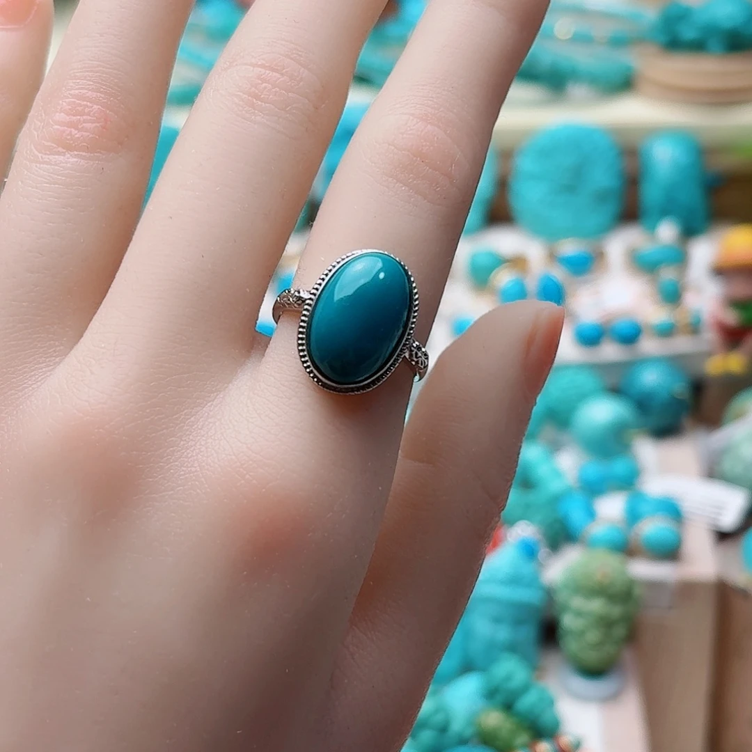 绿松石银S925镶嵌戒指