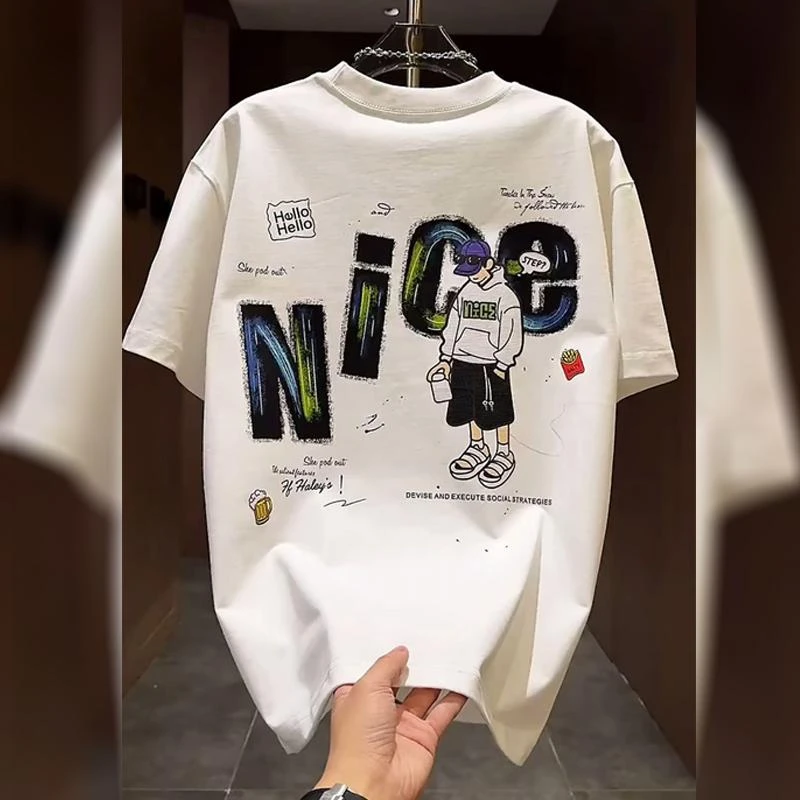 2025爆款儿童100%纯棉短袖t恤夏装男童潮酷上衣男孩宽松帅气半袖