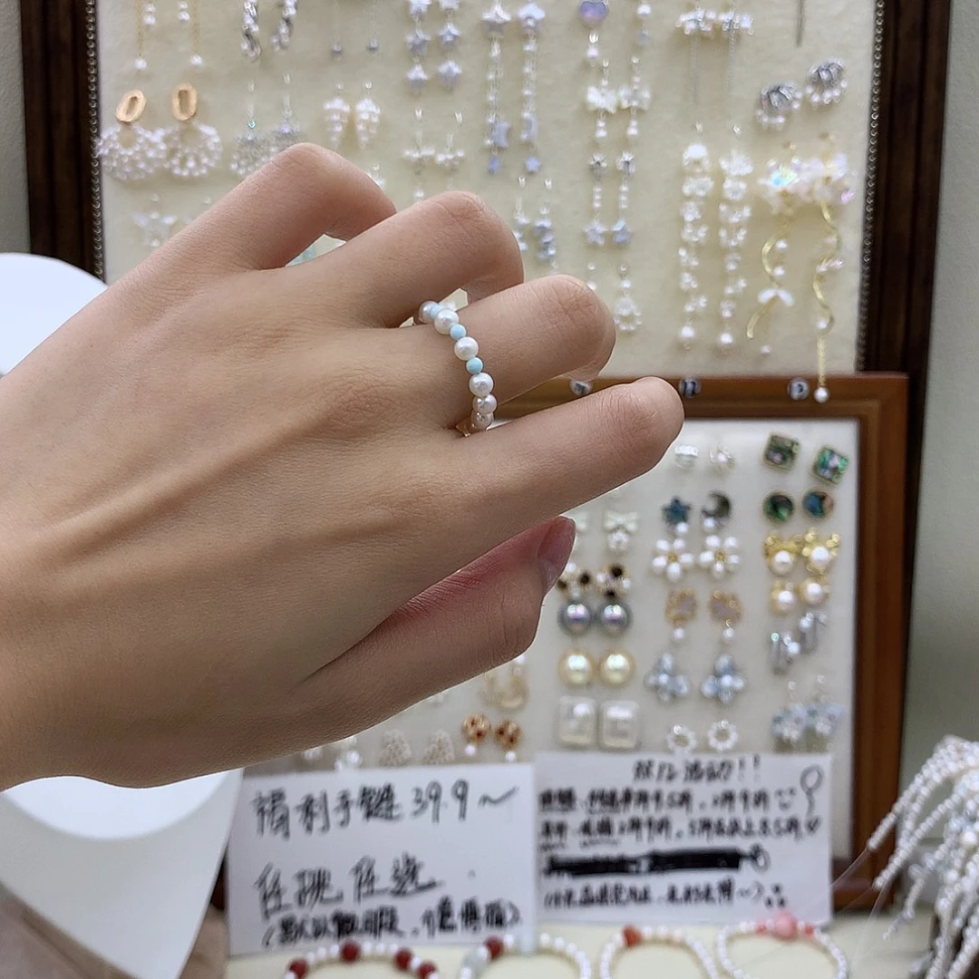 淡水珍珠银S925镶嵌耳饰