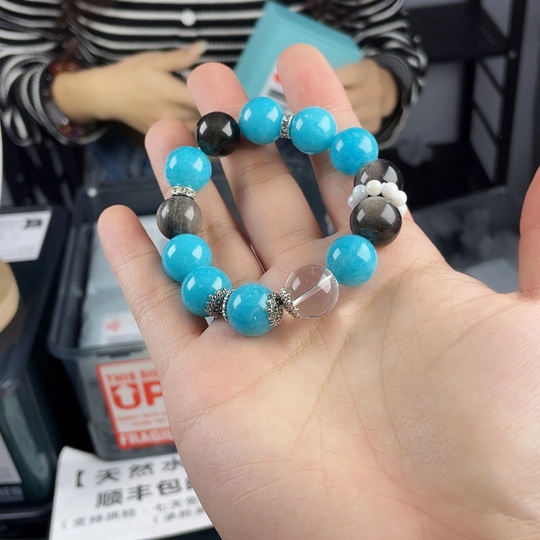 手串水晶银S925镀金镶嵌