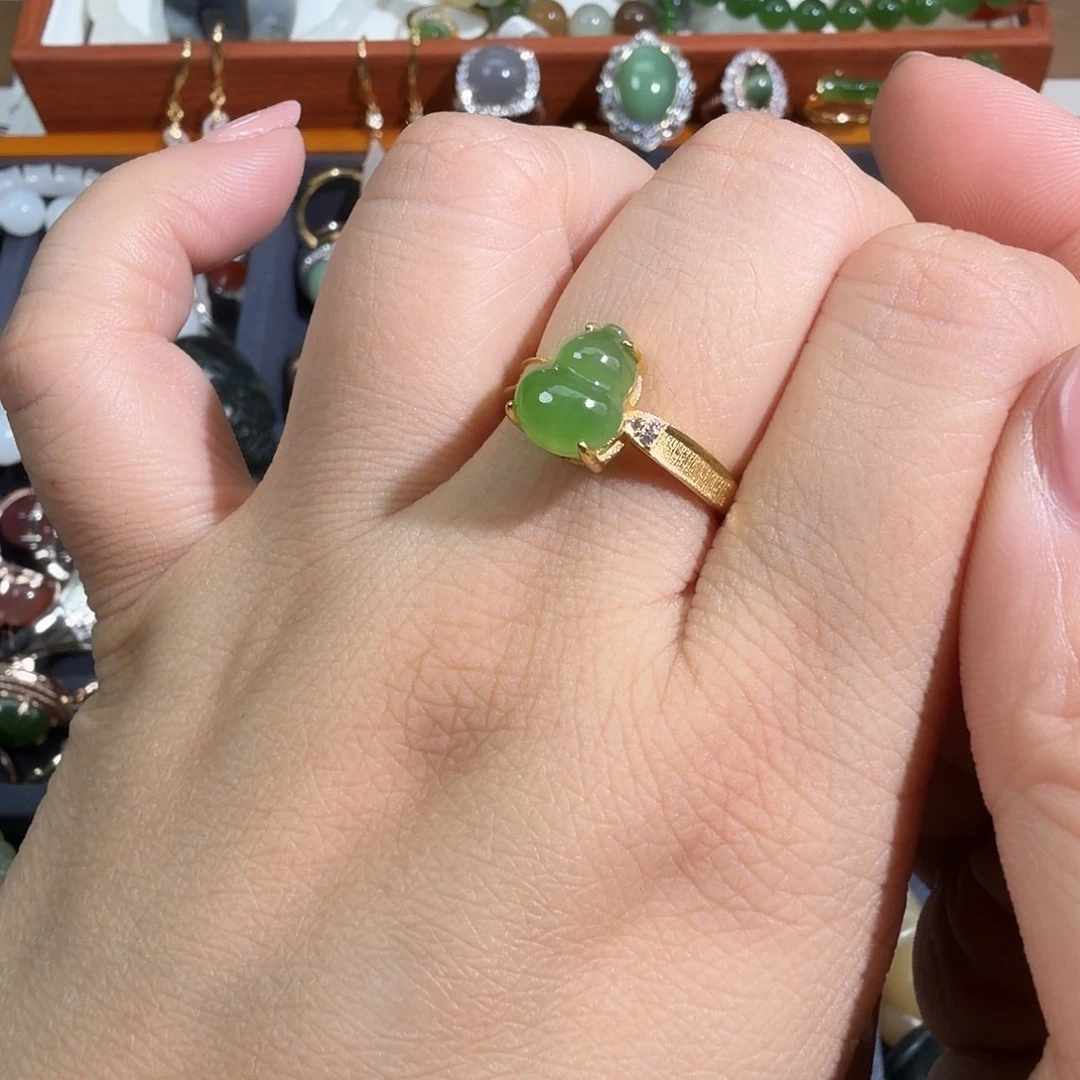 和田玉（碧玉）银S925镶嵌戒指