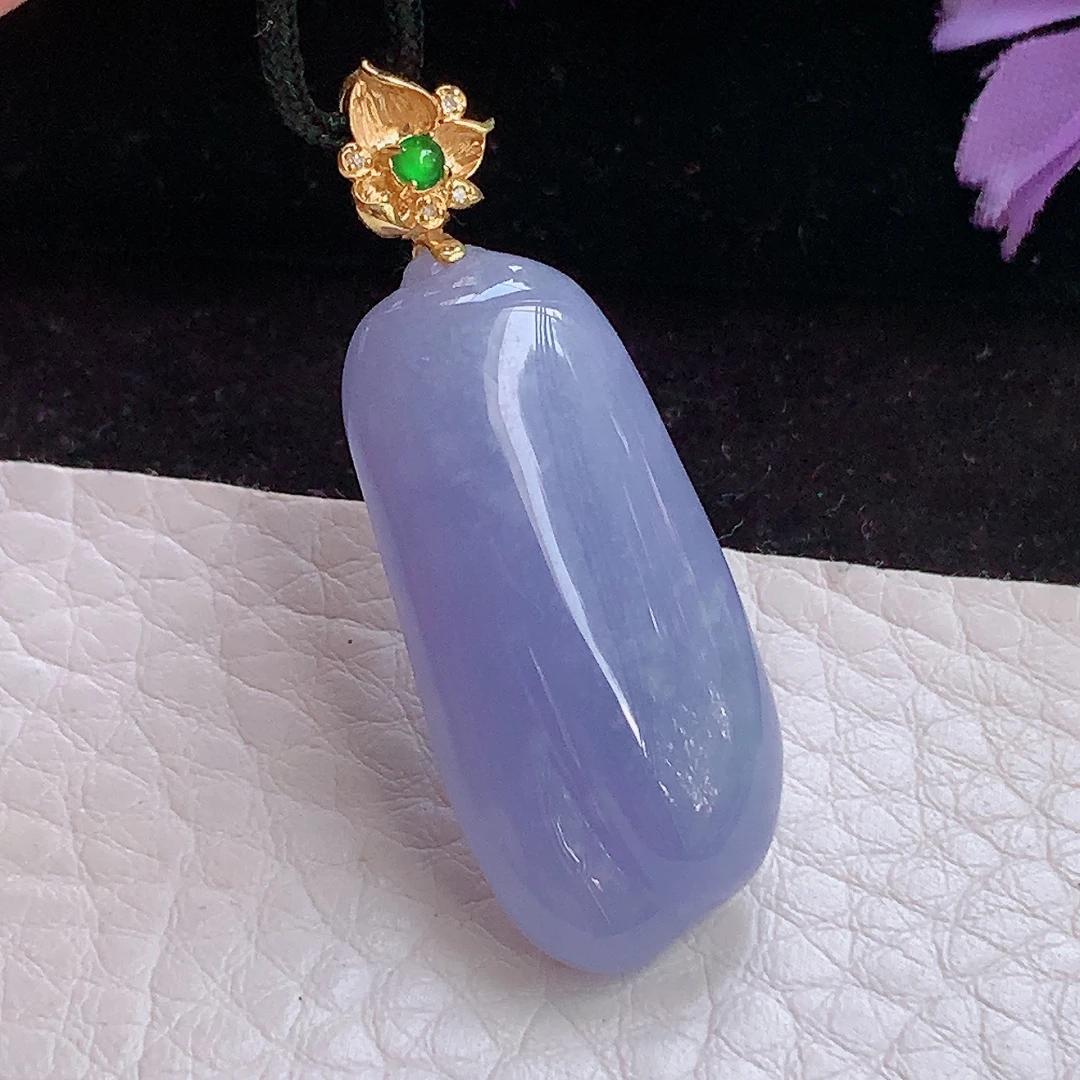 zzx实拍40.5*15*7.2缅甸翡翠精雕饱满紫罗兰福瓜 玉吊坠 毛衣坠