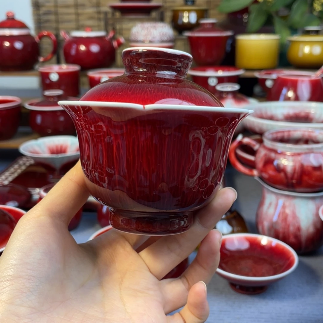 景德镇原矿陶瓷 花口盖碗