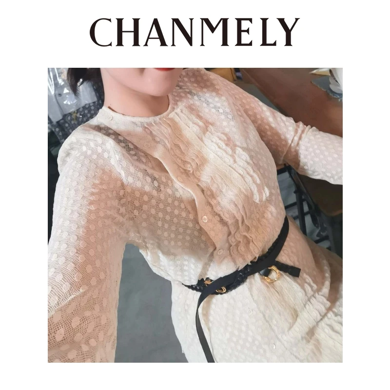 【CHANMITY】法式松弛慵懒时髦感波点真丝衬衫8833106
