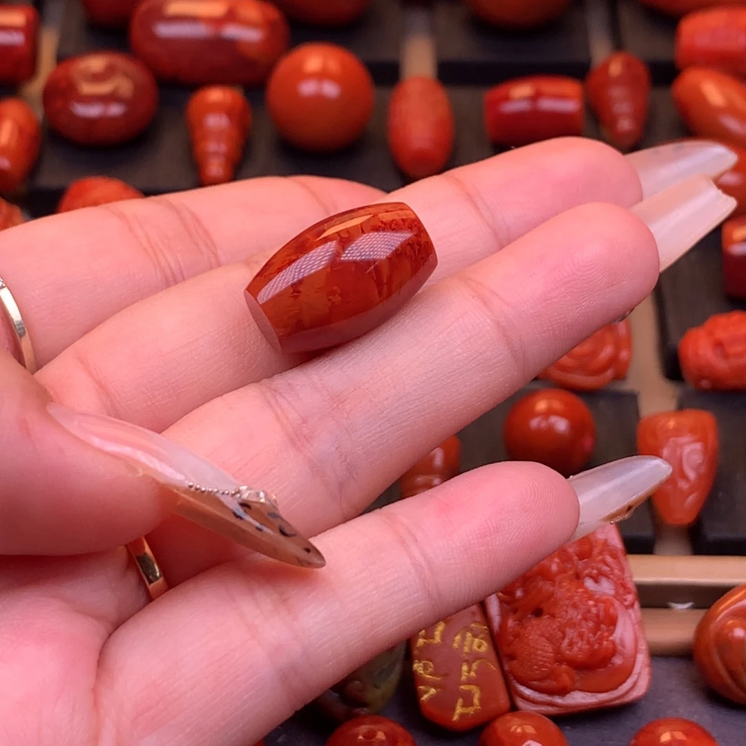 南红玛瑙未镶嵌瓦西原矿高品筒珠12.3mm