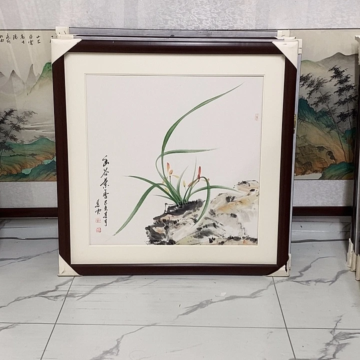 国画手绘作品带框发货