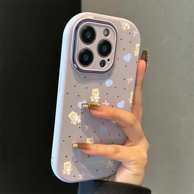 精孔胖子奶油小熊适用苹果16手机壳iphone15华为oppo小米vivo女43