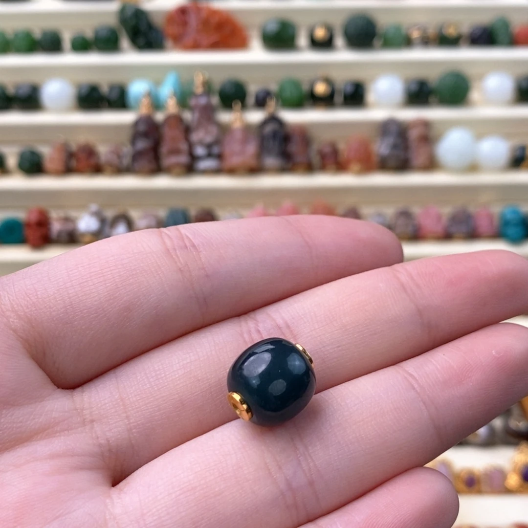 #***绵翡翠18K金镶嵌颈饰单珠