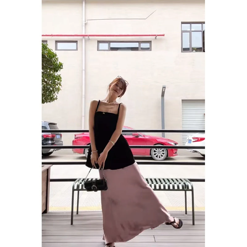 韩系气质高级感小众露背吊带背心上衣夏季新款高腰显瘦休闲半身裙