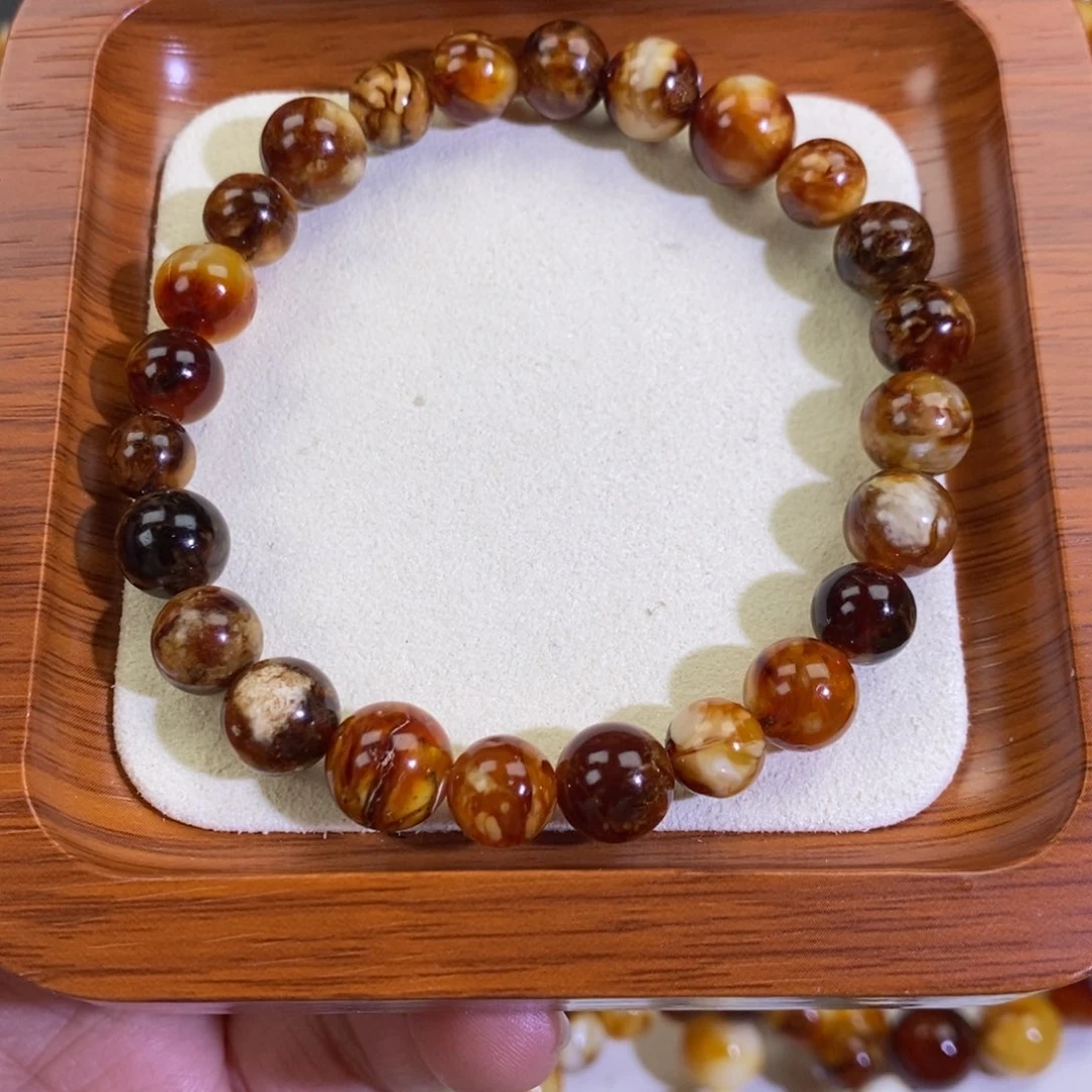 琥珀未镶嵌手链天然沁色蜜蜡手串9mm左右