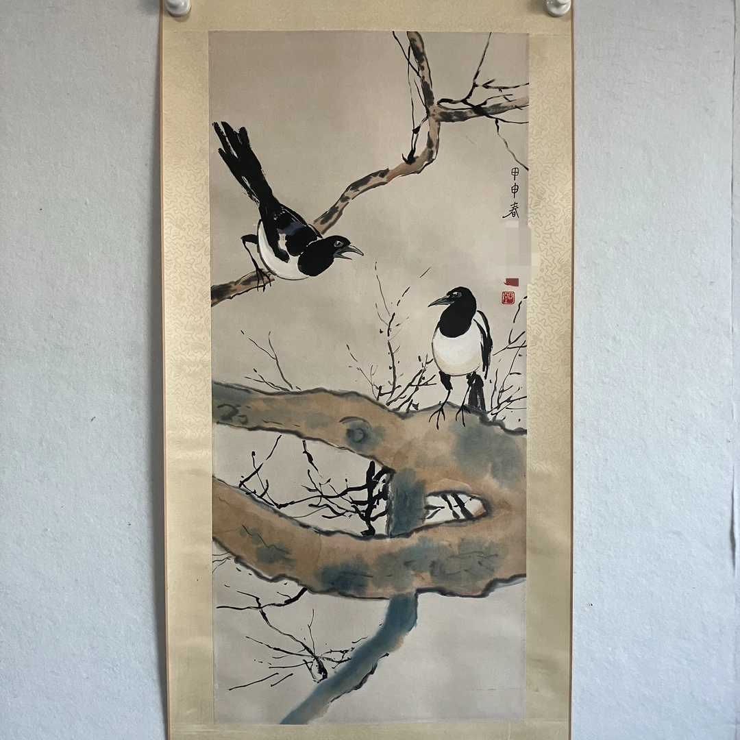 5688双喜图 纸本设色立轴95×43cm