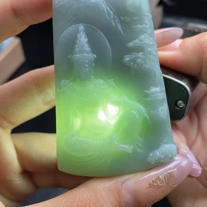 定制翡翠未镶嵌山水观音