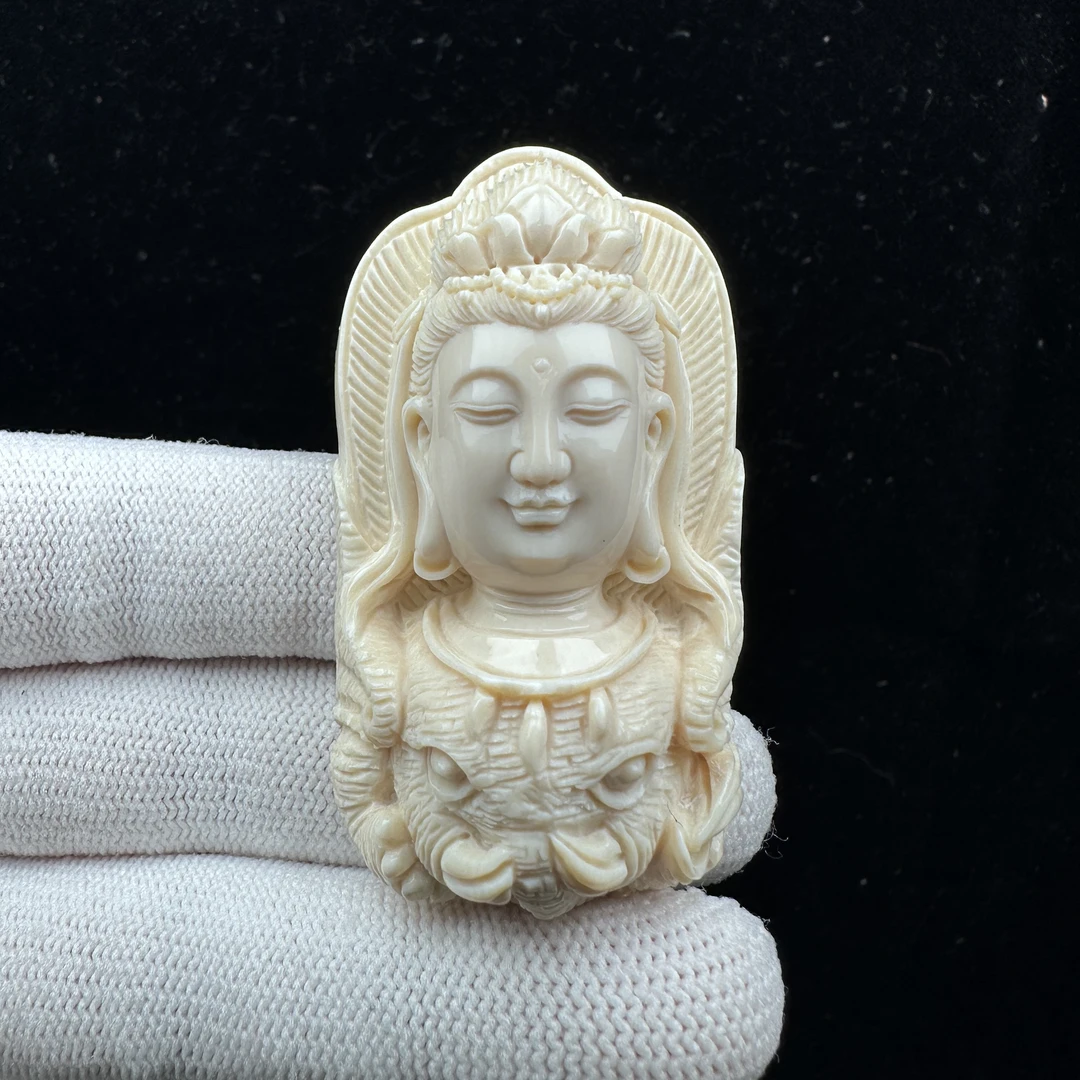 K9616【王金亮大师】天然猛犸牙 普贤龙蛇31*56*18mm支持鉴定