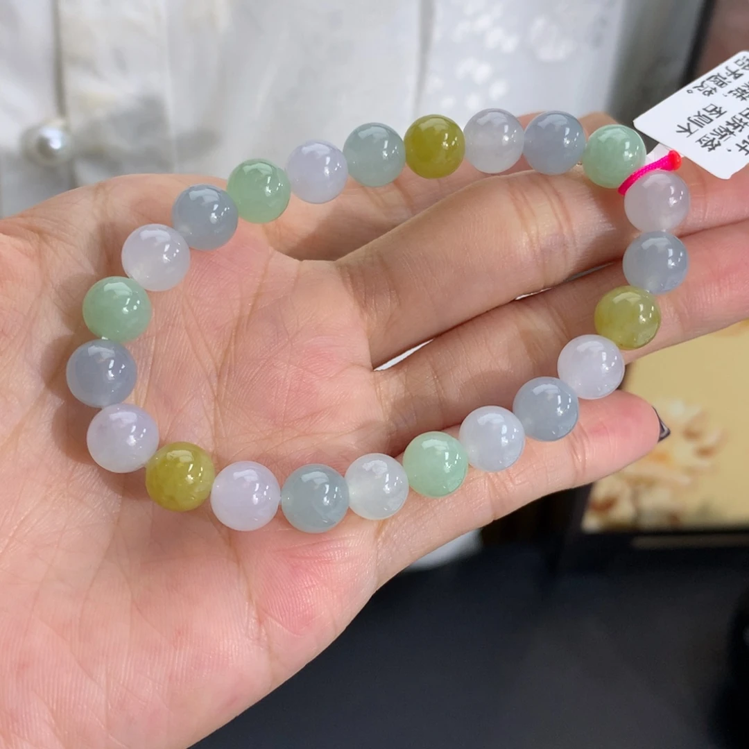 翡翠未镶嵌手串卡8冰胶多宝手串