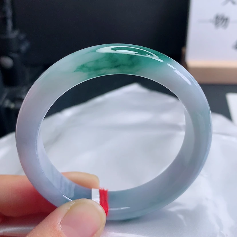 56圈飘蓝花手镯女款冰透