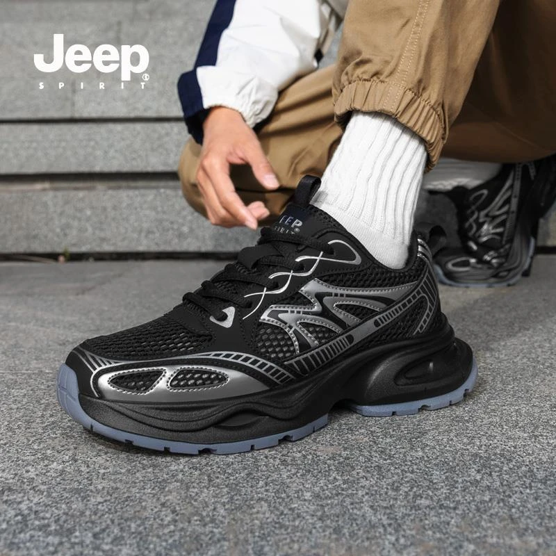 JEEPSPIRIT吉普男2025春季新款户外防滑透气徒步鞋休闲老爹运动鞋