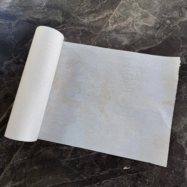 龙纹生宣纸书法专用纸卷轴50米长卷35公分宽长卷宣纸书法专用