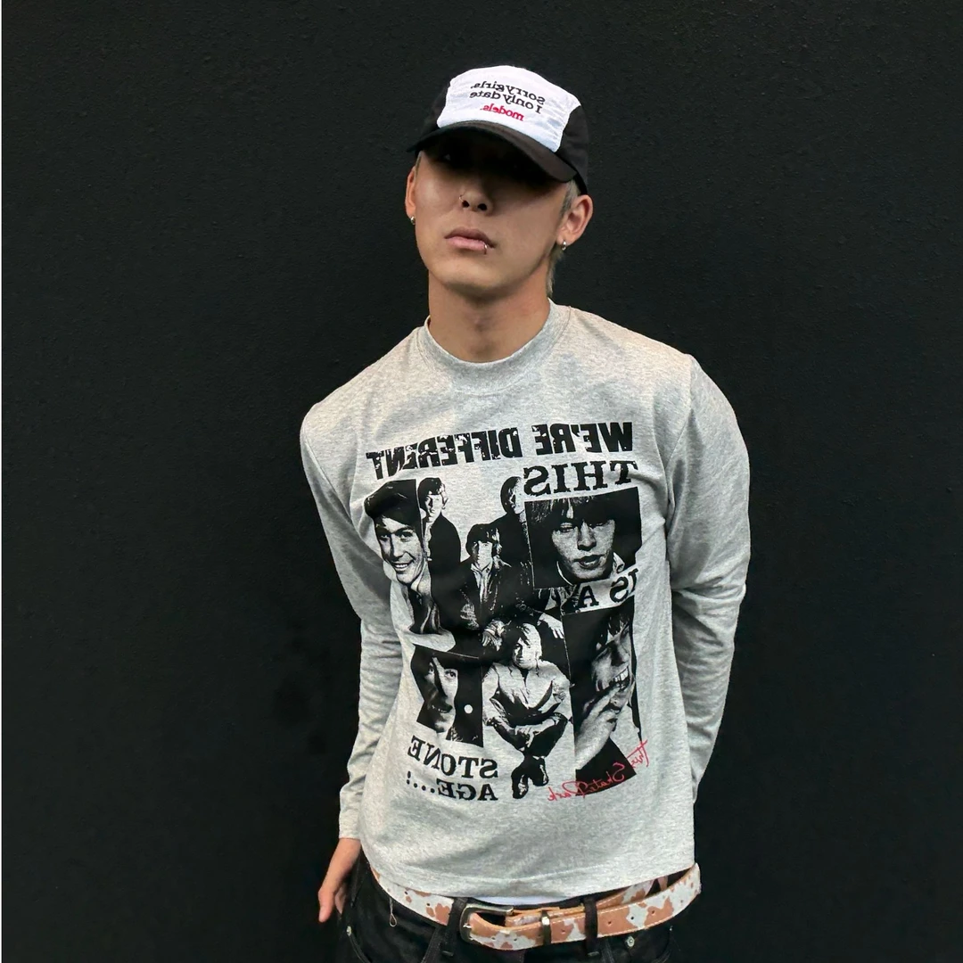 SKATEPARK“ 滚石长袖"秋季重磅正肩圆领小领口收腰线打底印花T