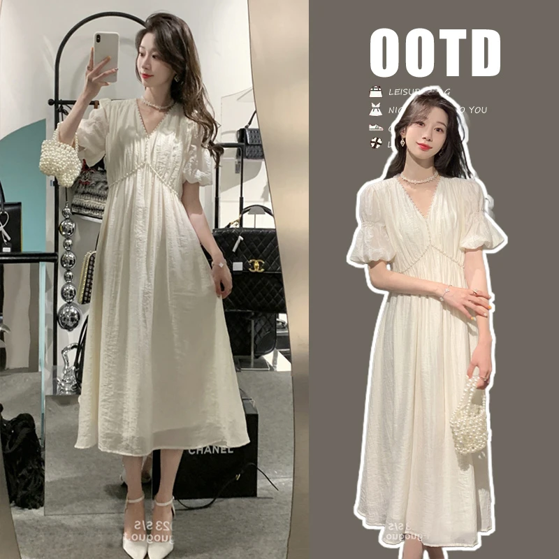 懒洋洋~大码时尚孕妇装夏装新款V领显瘦长裙孕妇连衣裙