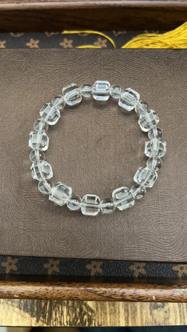 【珠宝集结号】567号天然水晶白水晶方糖手链9m-天然珠宝发货多样