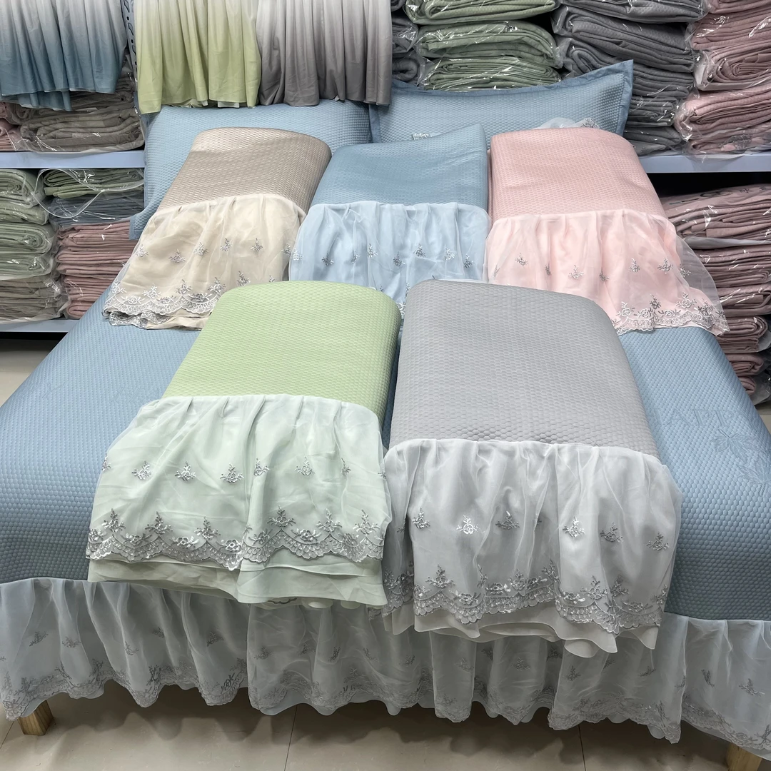 【直播】A类100乙纶冰豆豆凉席床裙款空调软席子可水洗机洗双层裙摆