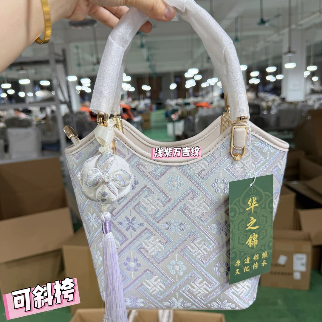 广西壮锦菜篮子小众手提包女包包包中国风手提斜跨百搭款送丝巾