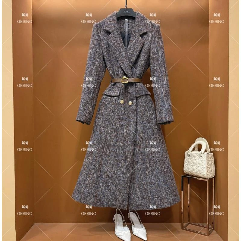 【静】秋冬气质时尚设计师中长款外套碎花显瘦女QD-2024967