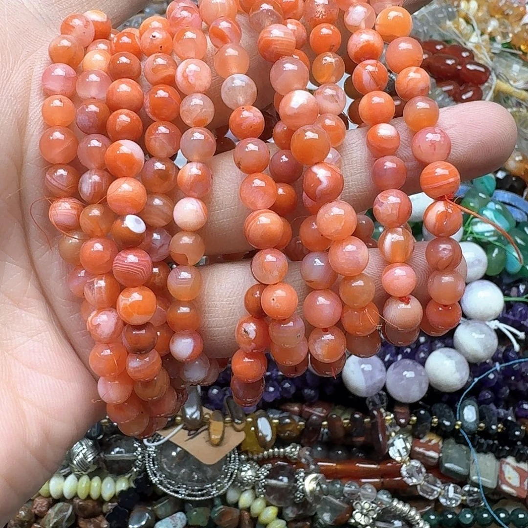 玛瑙/玉髓未镶嵌珠宝半成品一条6mm南红手串