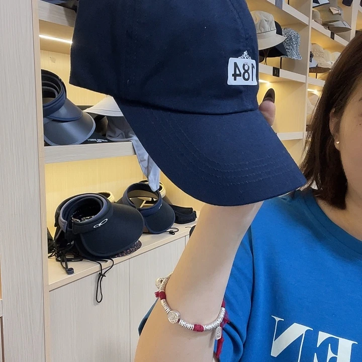 头层牛皮革小羊藏蓝色棒球