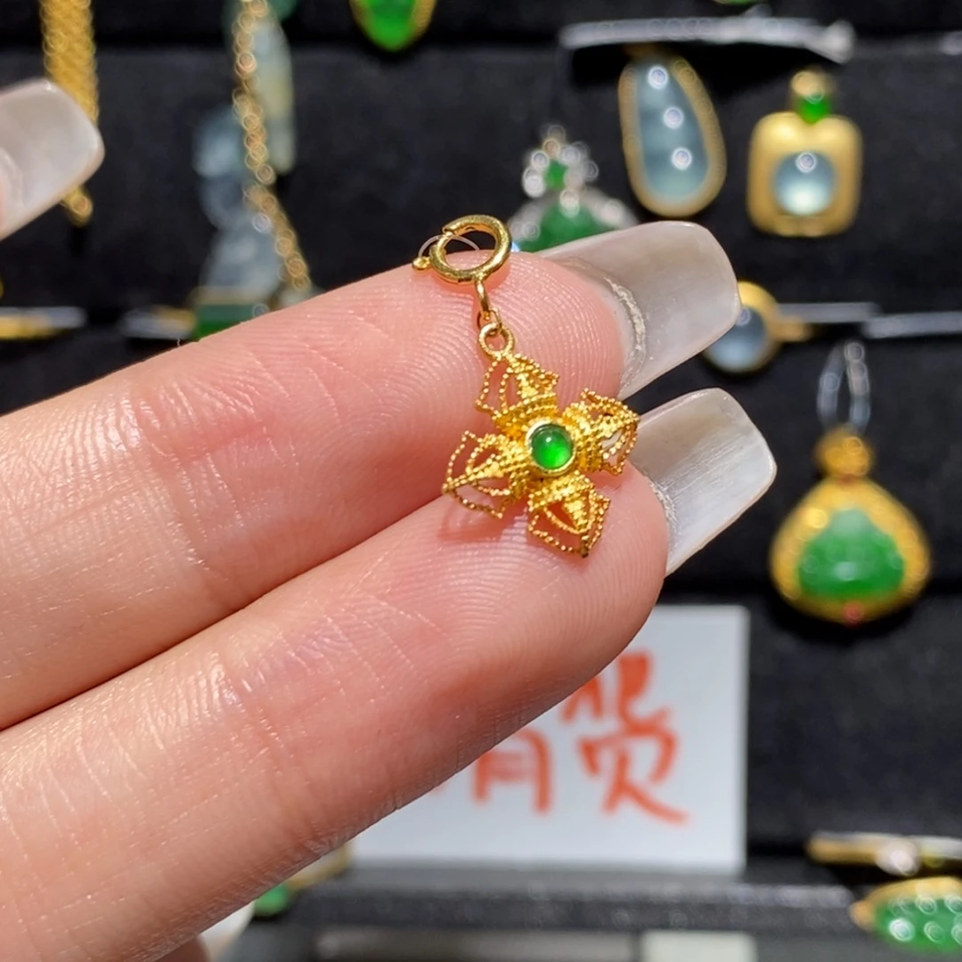 翡翠颈饰18K金镶嵌24468