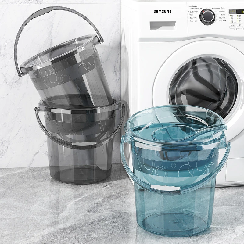 家用水桶大号加厚塑料桶储水卫生间手提洗衣桶带盖宿舍透明脏衣篮