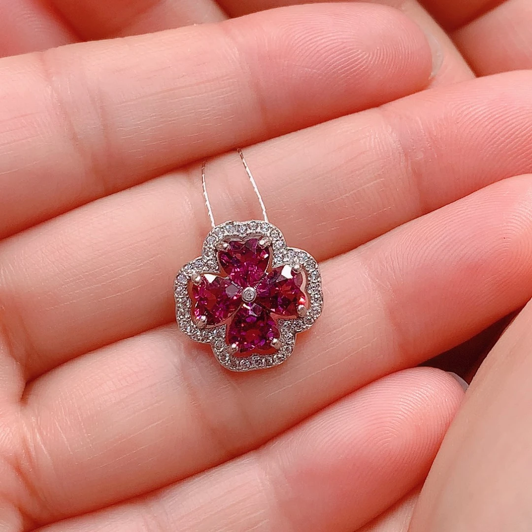 石榴石吊坠(不含链)银S925镶嵌