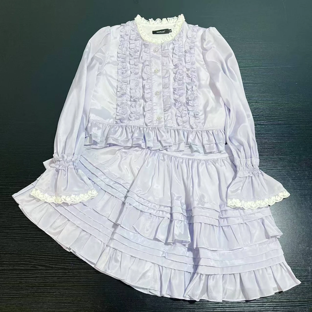 【葡萄缪斯】2025春夏款气质设计感紫色短裙套装