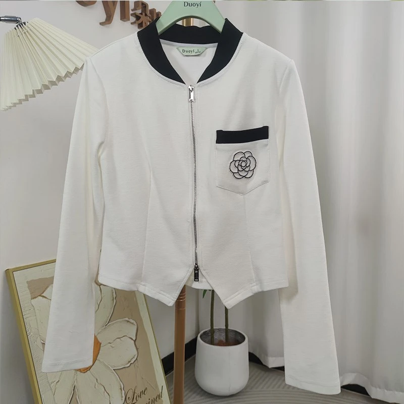 朵以duoyi秋季新款设计感针织拉链时尚上衣女外套38DQ318091