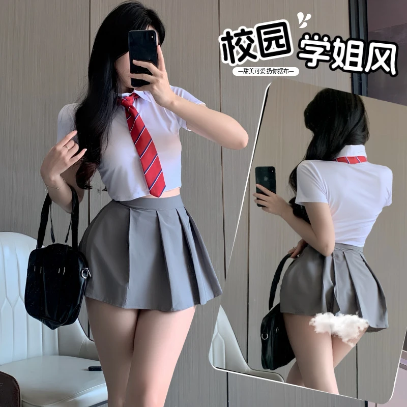 JK百褶裙学姐风学院风性感显瘦薄款纯欲短裙甜美辣妹夏季制服套装