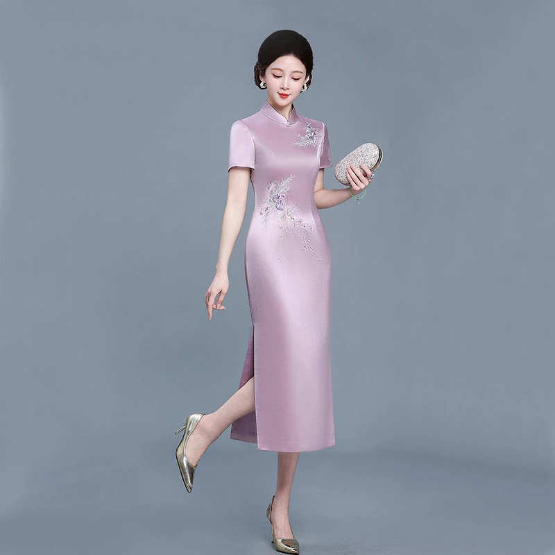 婚礼妈妈婚宴旗袍2025新款醋酸高贵年轻喜婆婆中式结婚气质礼服