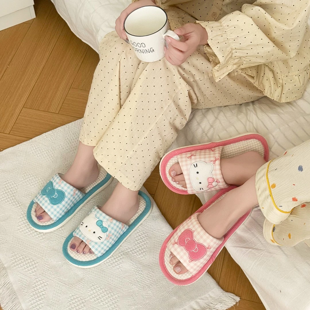 KT新款室内地板拖鞋家居吸汗静音棉麻防滑软底不臭亚麻四季春秋