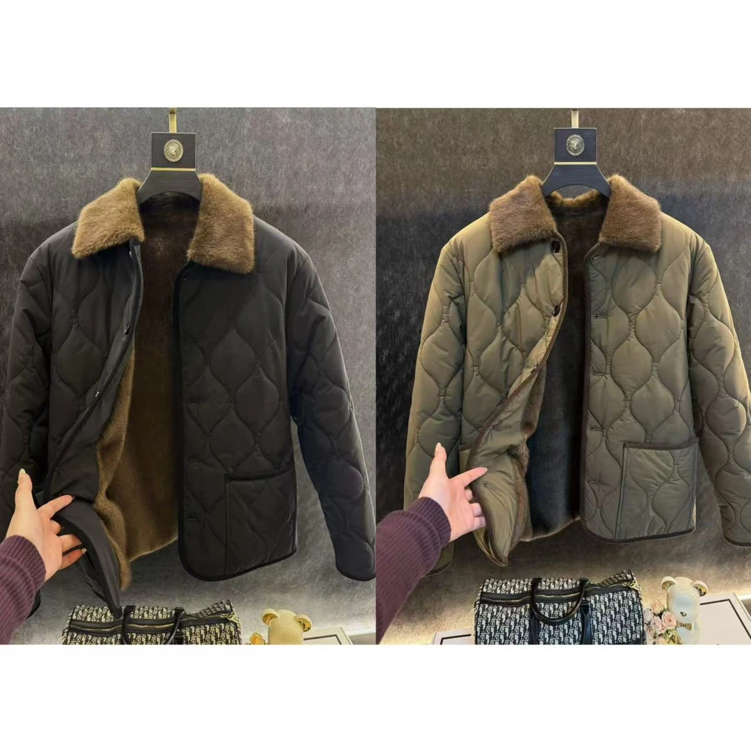 【C36138】【天宇】冬季新款大毛领翻领保暖百搭棉服座山雕夹克外套