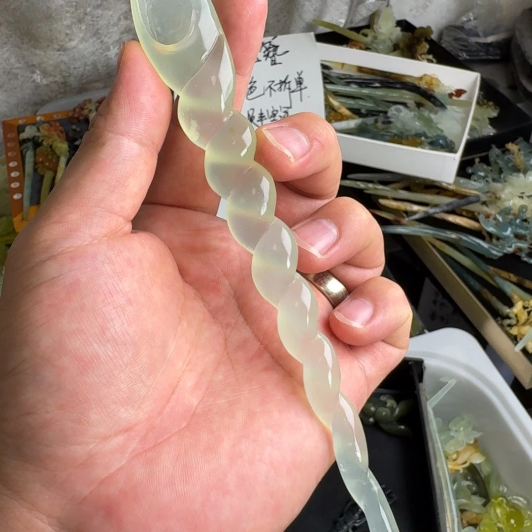 岫玉未镶嵌发饰明君玉簪就是好看