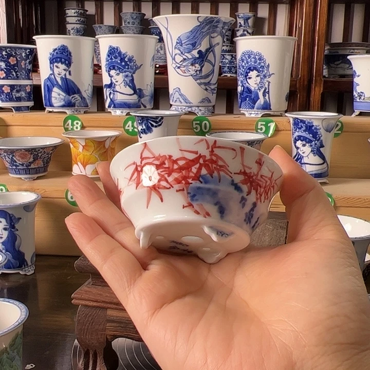 摆件墨奈手绘手工陶瓷花盆