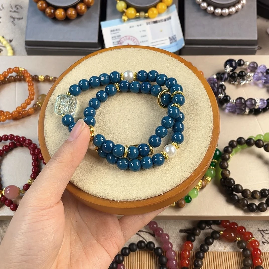 菱锰矿手饰银S925镀金镶嵌