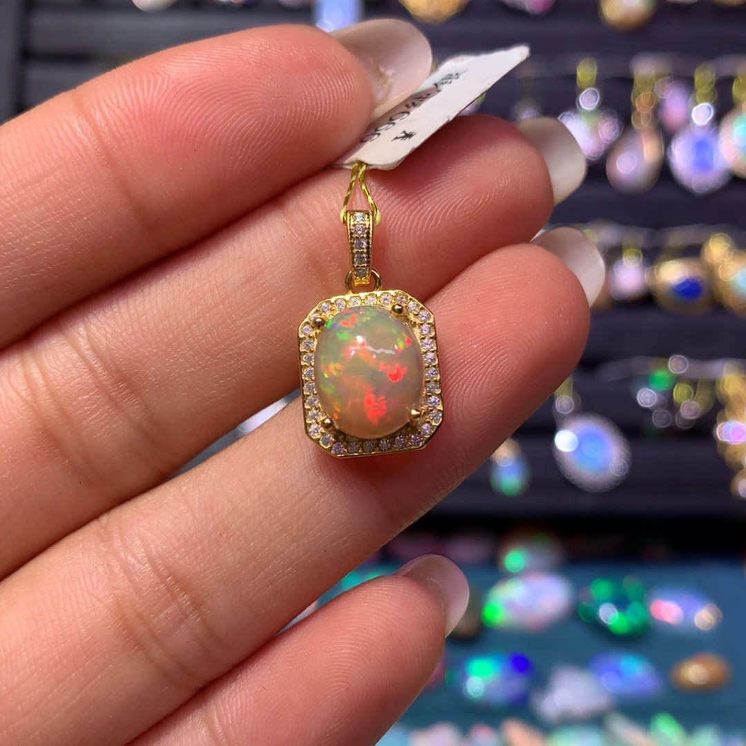 欧泊银S925镶嵌吊坠款