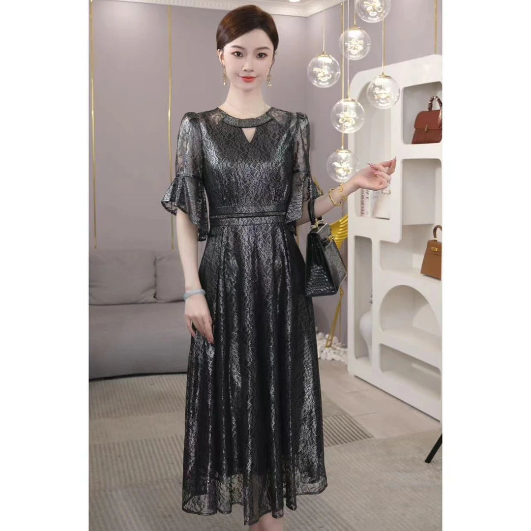 唐熹2025新款夏【LT24-X368】高贵银色气质裙子显瘦优雅宴会连衣裙