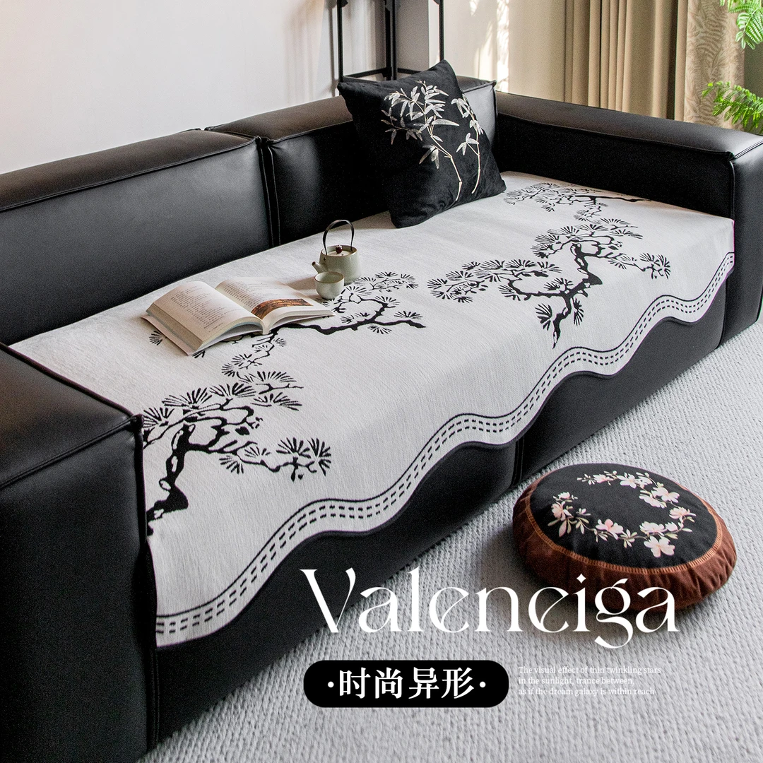 足姿异形复古高级感沙发垫一片式直排固定防滑沙发盖布套罩四季款